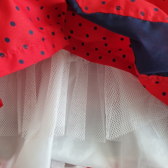 Girls Polka Dot/Flower/Bow Tulle Dress Sz 6 - Picture 8 of 12